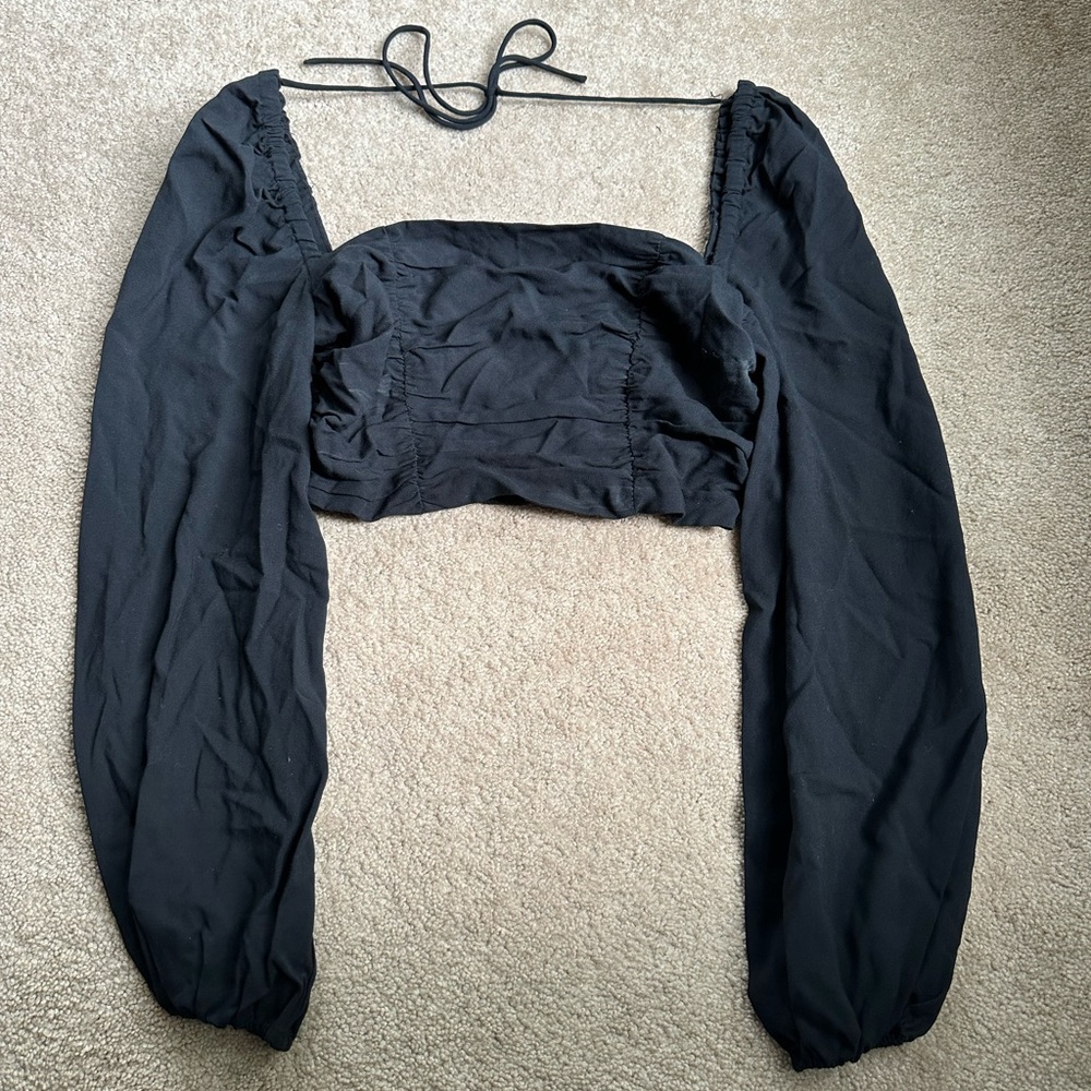 Urban Outfitters Black Cropped Long Sleeve Top